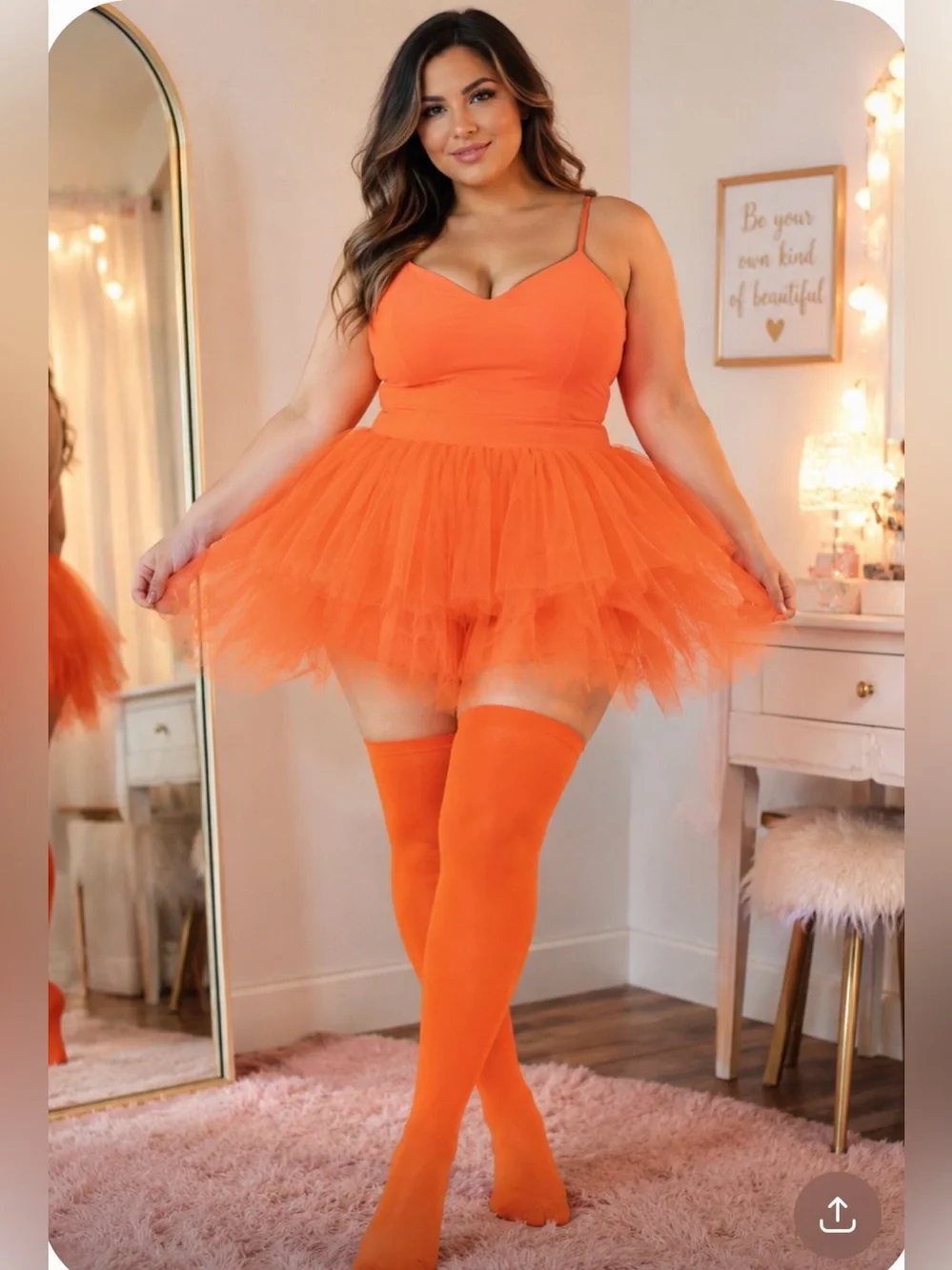 Orange Thigh-High Socks - Women
